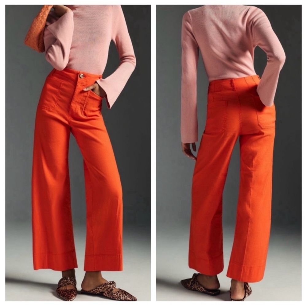 Anthropologie x Maeve The Colette 🪸Coral/Orange Wide Leg
